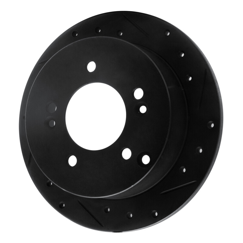 Hyundai Tucson Brake Rotor (1) - Rear Right - R1 Concepts - Drilled & Slotted - Black - `01-`10
